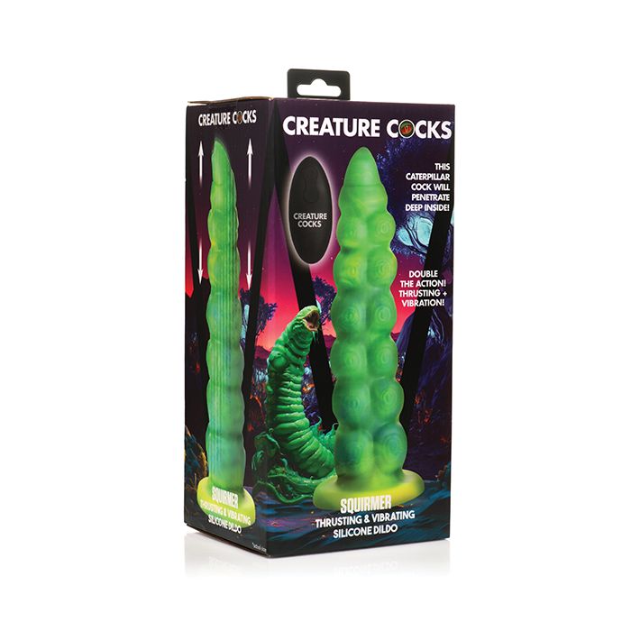 Creature Cocks Squirmer Thrusting & Vibrating Silicone Dildo w/Remote Control - Multi Color